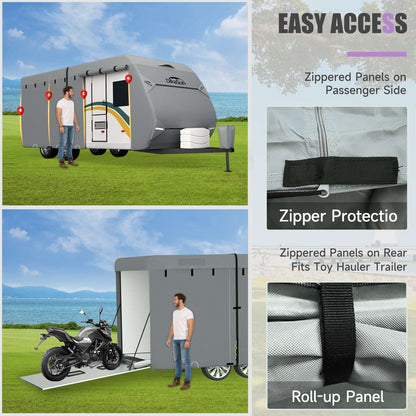 Dikasun Outdoor 7-Layer RV Cover windproof waterproof UV protection with passenger zipper panels on Tampa Home & Garden Store