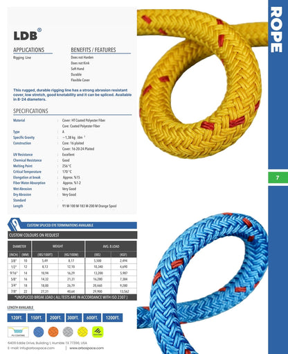 Cable Arbo Space LDB de 5/8" (16 mm) (poliéster recubierto de doble trenza)
