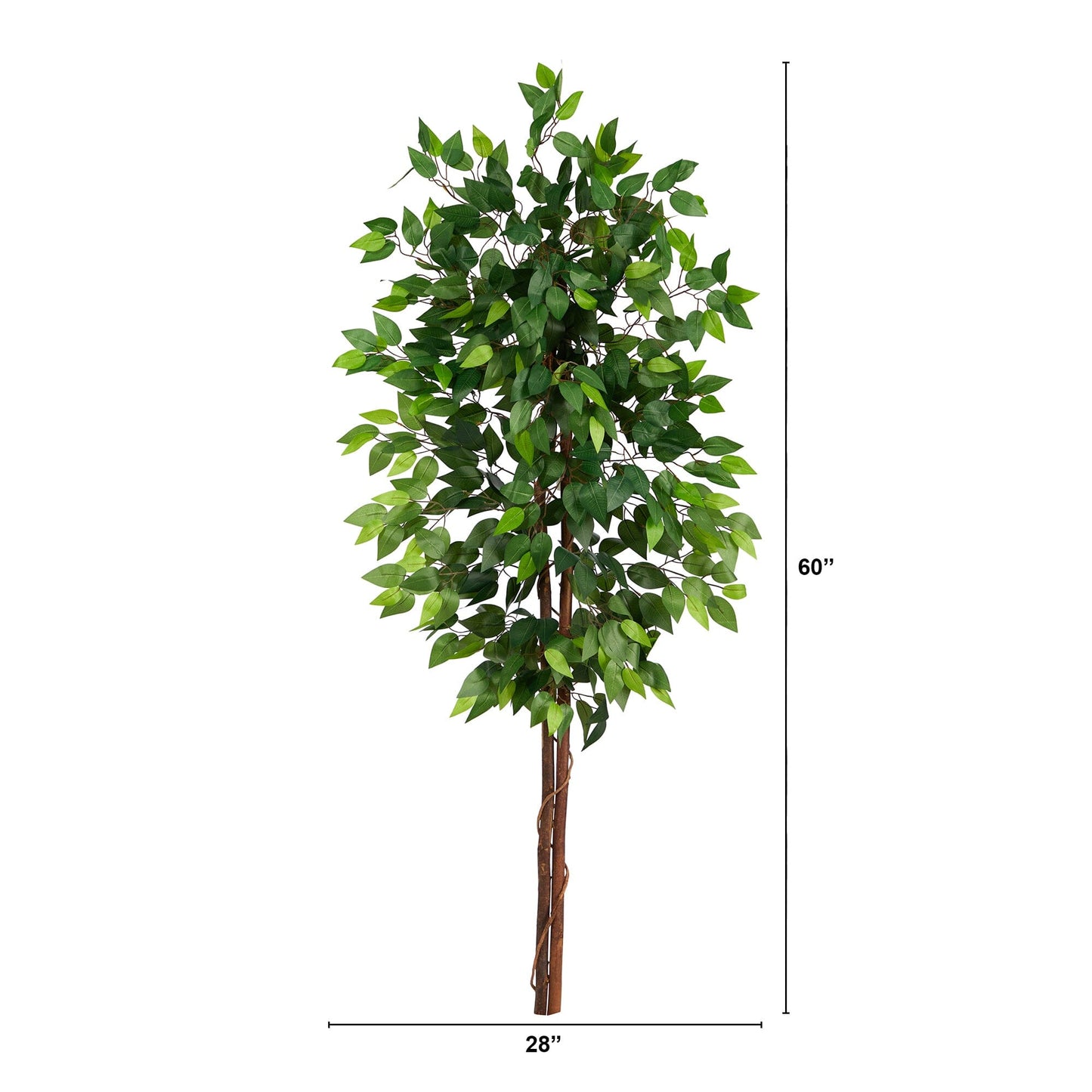 5’ Artificial Double Trunk Ficus Tree (No Pot) - Tampa Home & Garden Store