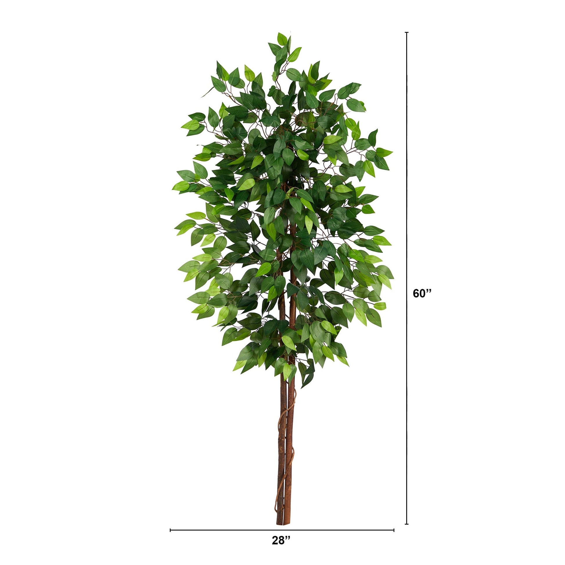 5’ Artificial Double Trunk Ficus Tree (No Pot) - Tampa Home & Garden Store