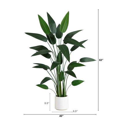 5' Artificial Sky Bird Tree in White Decorative Planter - Tampa Home & Garden Store