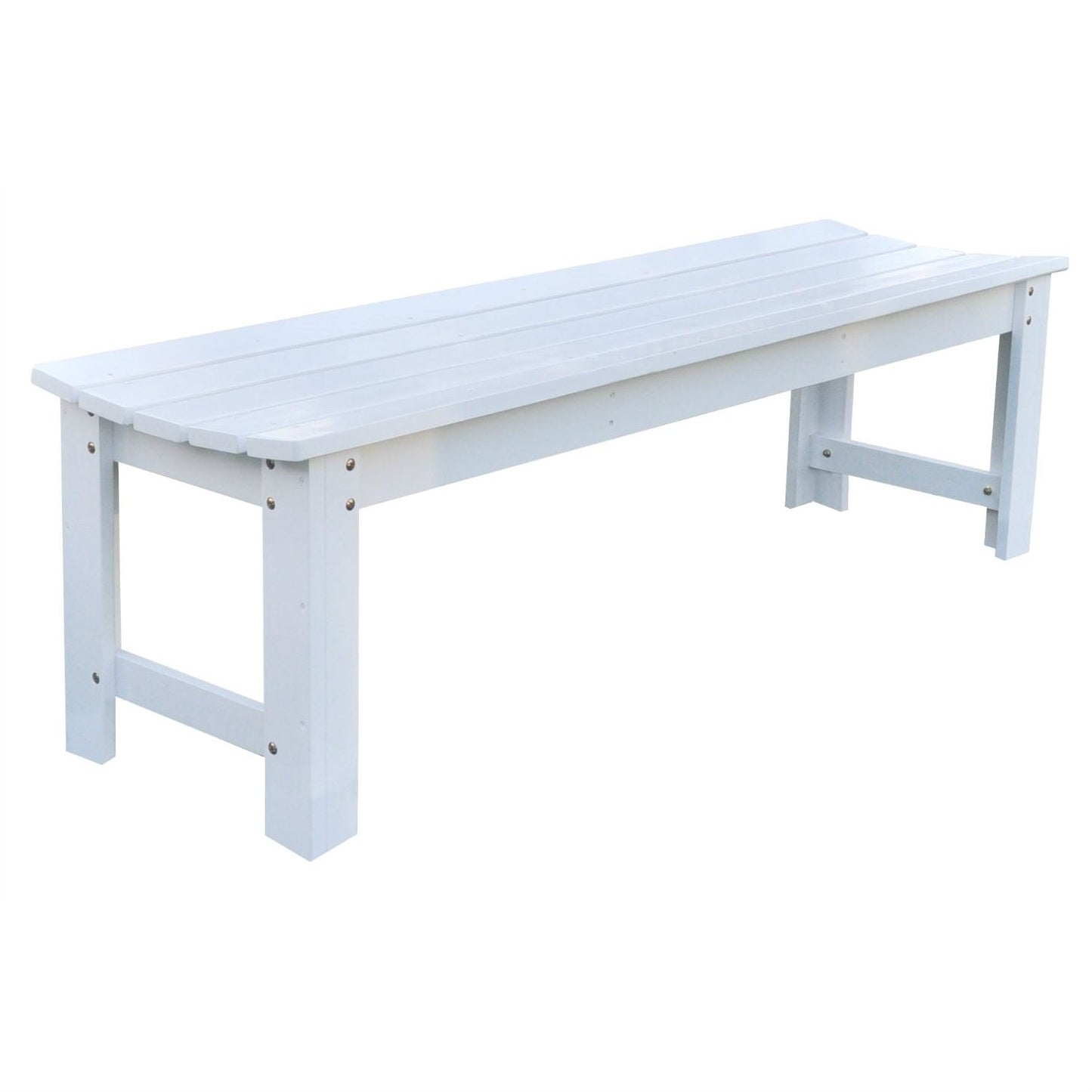 5-Ft Backless Outdoor Garden Bench in Cedar Wood - White - Tampa Home & Garden Store
