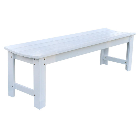 5-Ft Backless Outdoor Garden Bench in Cedar Wood - White - Tampa Home & Garden Store