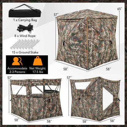 5-IN-1 Detachable Hunting Blind for 2-3 People with Skylight - Tampa Home & Garden Store