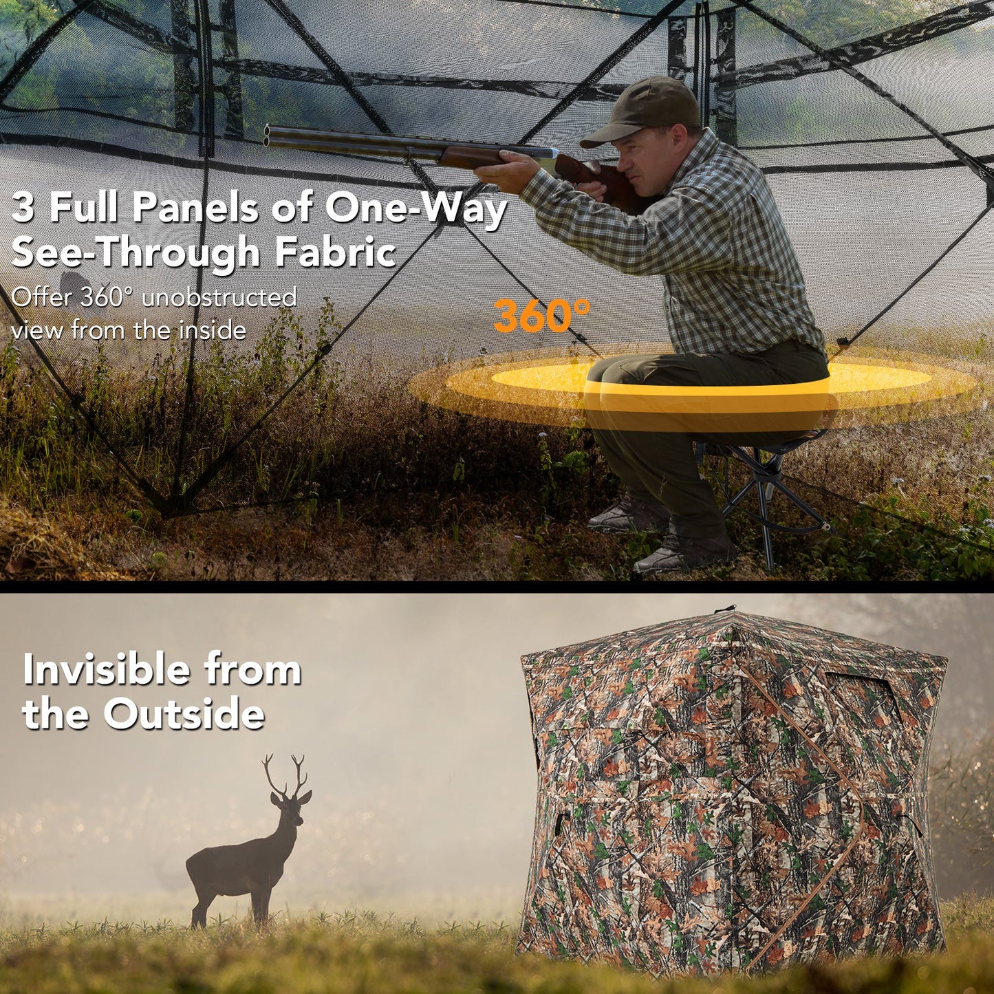 5-IN-1 Detachable Hunting Blind for 2-3 People with Skylight - Tampa Home & Garden Store