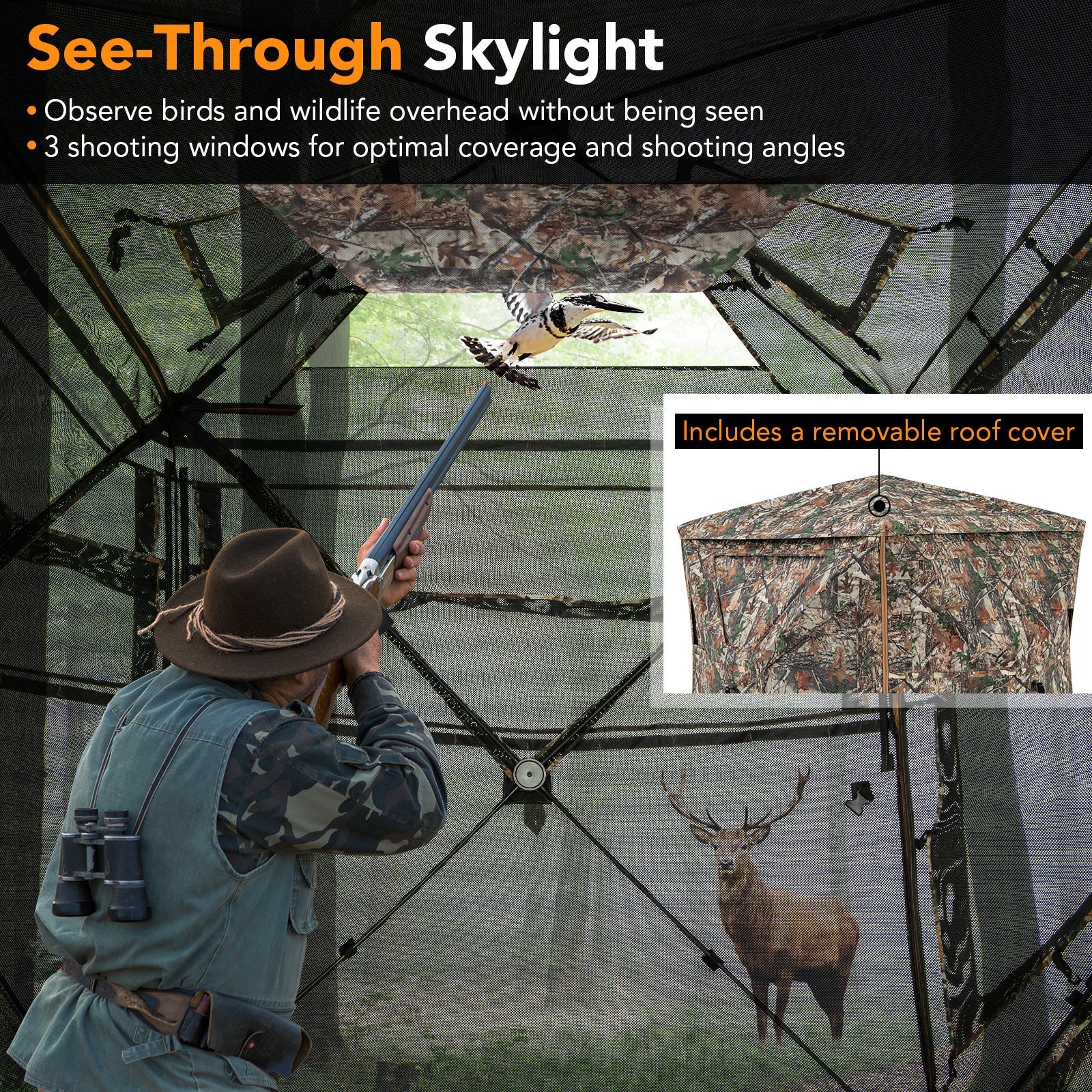 5-IN-1 Detachable Hunting Blind for 2-3 People with Skylight - Tampa Home & Garden Store