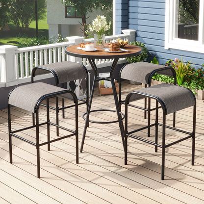 5 Pieces Outdoor Round Bar Table Set with 1.6 Inches Umbrella Hole - Tampa Home & Garden Store