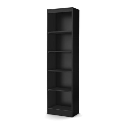 5-Shelf Narrow Bookcase Black Finish - Tampa Home & Garden Store