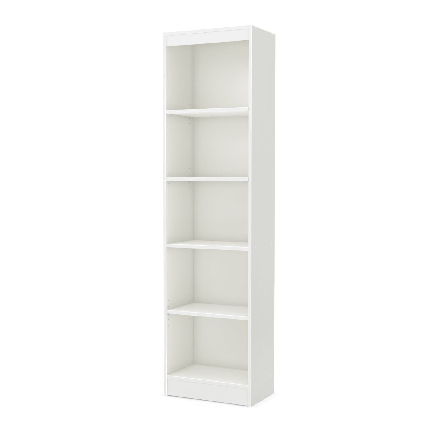 5-Shelf Narrow Bookcase Storage Shelves in White Wood Finish - Tampa Home & Garden Store
