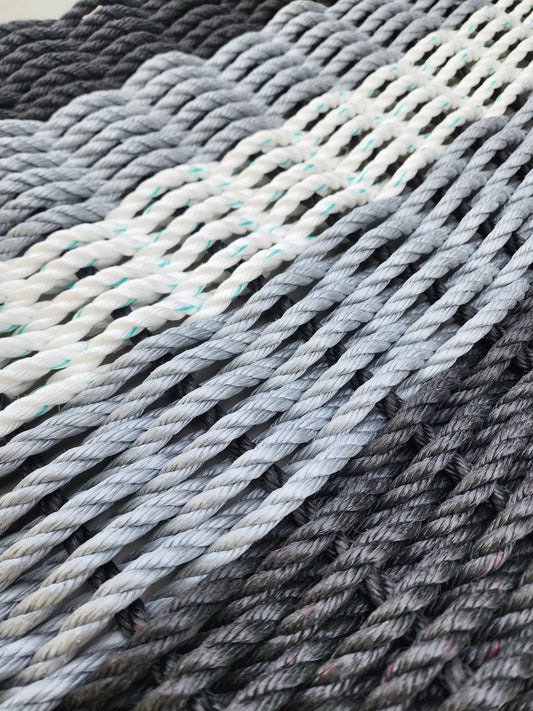 5 Stripe Lobster Rope Mat Black Gray White - Tampa Home & Garden Store