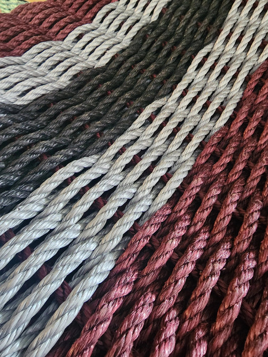 5 Stripe Lobster Rope Mat Burgundy, Light Gray, Black - Tampa Home & Garden Store