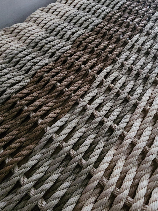 5 Stripe Lobster Rope Mat Light Tan/Cream, Tan, Brown - Tampa Home & Garden Store