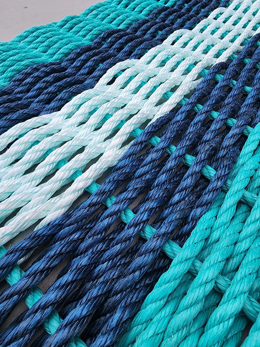 5 Stripe Lobster Rope Mat Teal, Navy Blue, Seafoam - Tampa Home & Garden Store