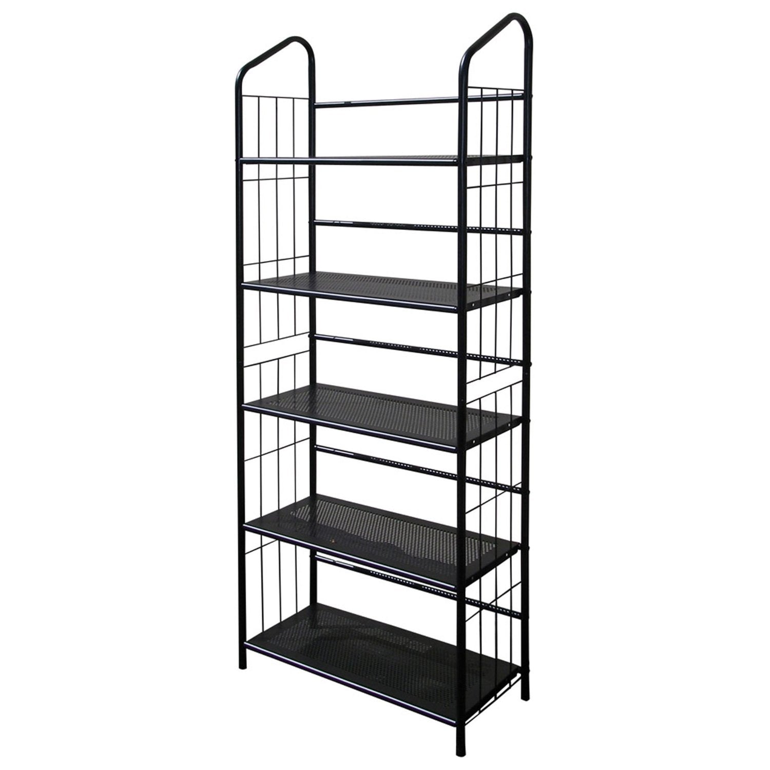 5-Tier Bookcase Storage Shelves Rack in Black Metal - Tampa Home & Garden Store