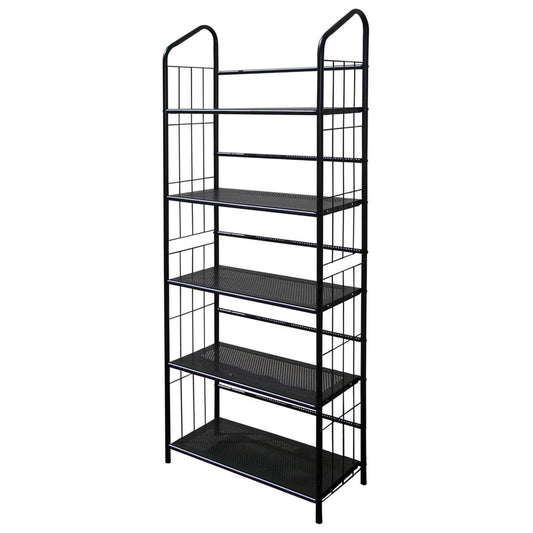 5-Tier Bookcase Storage Shelves Rack in Black Metal - Tampa Home & Garden Store