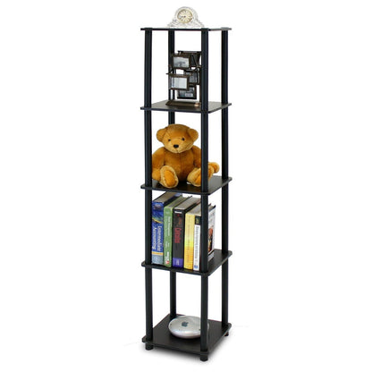 5-Tier Square Corner Display Shelf Bookcase in Espresso/Black - Tampa Home & Garden Store