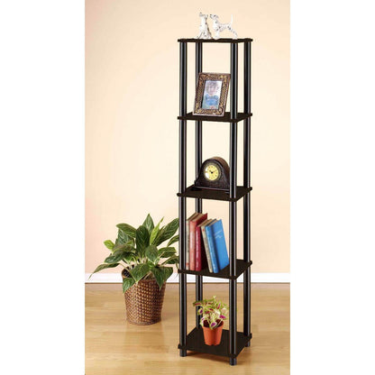5-Tier Square Corner Display Shelf Bookcase in Espresso/Black - Tampa Home & Garden Store