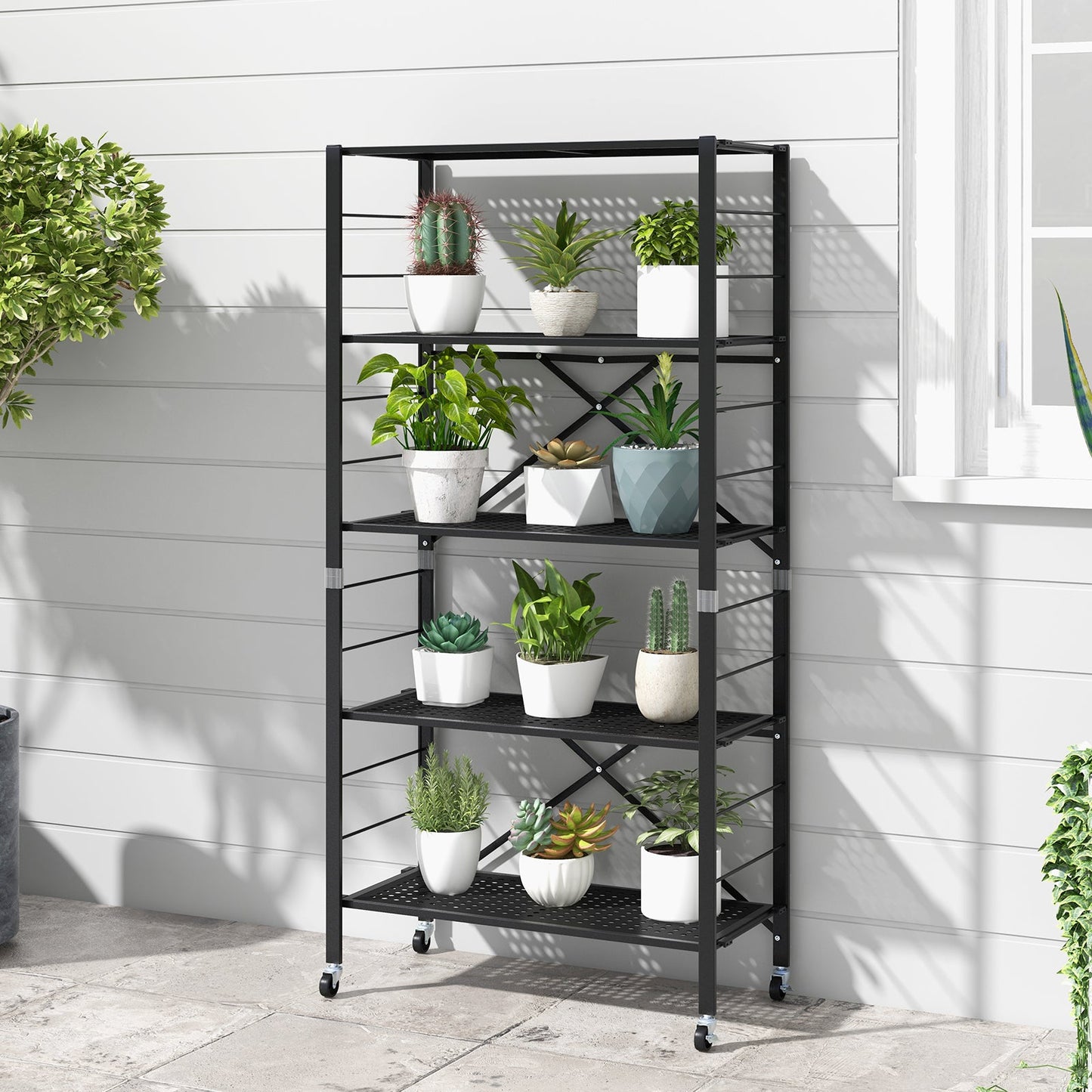 Estanterías ajustables de 5 niveles con ruedas para garaje, cocina, balcón