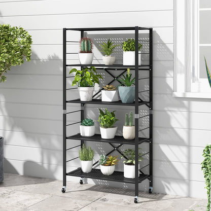 Estanterías ajustables de 5 niveles con ruedas para garaje, cocina, balcón