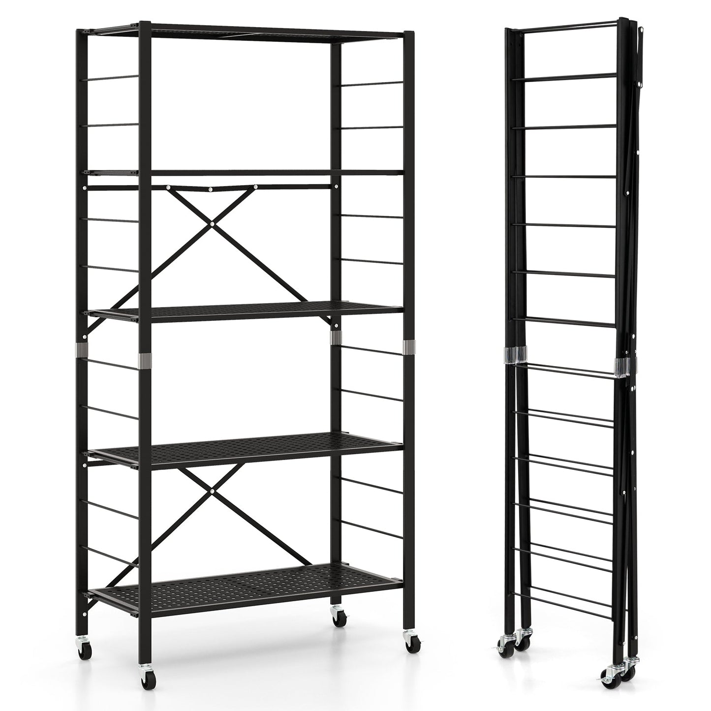 Estanterías ajustables de 5 niveles con ruedas para garaje, cocina, balcón