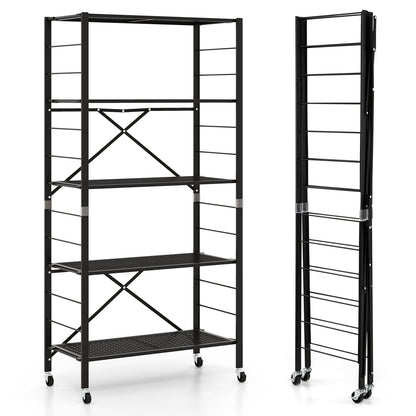 Estanterías ajustables de 5 niveles con ruedas para garaje, cocina, balcón