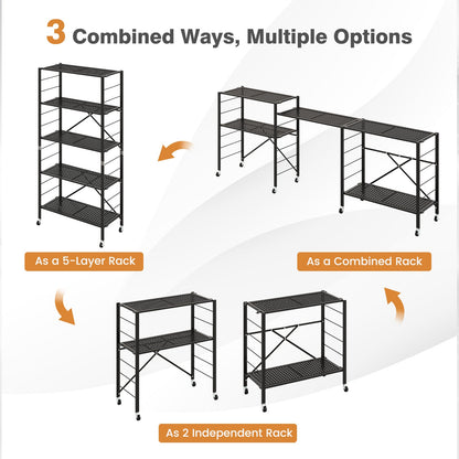 Estanterías ajustables de 5 niveles con ruedas para garaje, cocina, balcón
