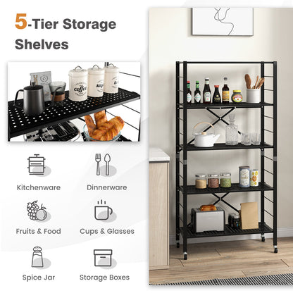 Estanterías ajustables de 5 niveles con ruedas para garaje, cocina, balcón