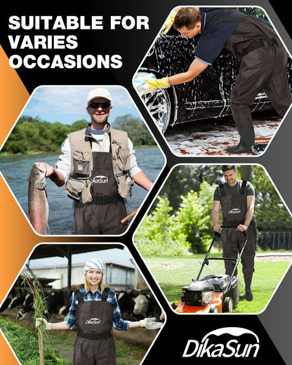 DikaSun brown lightweight bootfoot chest waders with boots for men and women fishing on Tampa Home & Garden Store