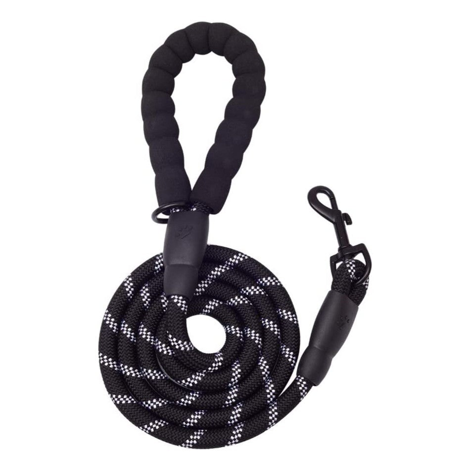Vibhsa 5 ft thick highly reflective dog leash black with padded loop handle and clip on Tampa Home & Garden Store