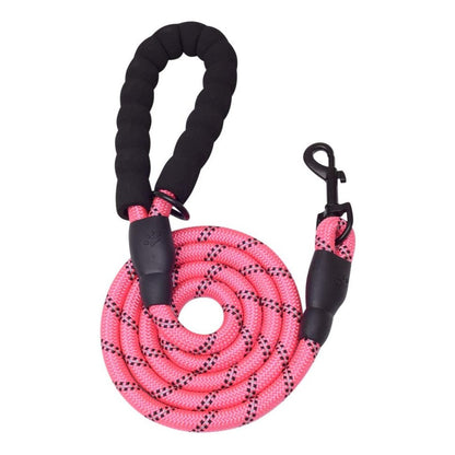 Vibhsa 5 ft thick highly reflective pink dog leash with black padded handle and clip on Tampa Home & Garden Store