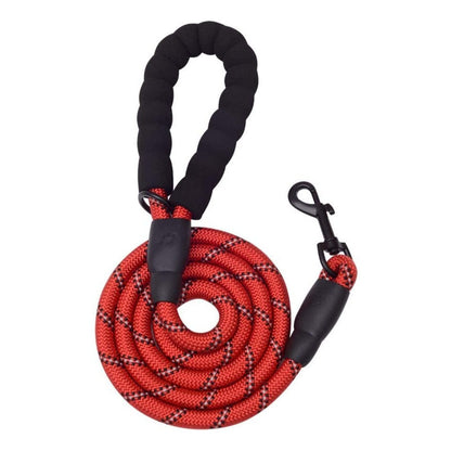 5 ft thick reflective red dog leash by Vibhsa with padded black handle on Tampa Home & Garden Store