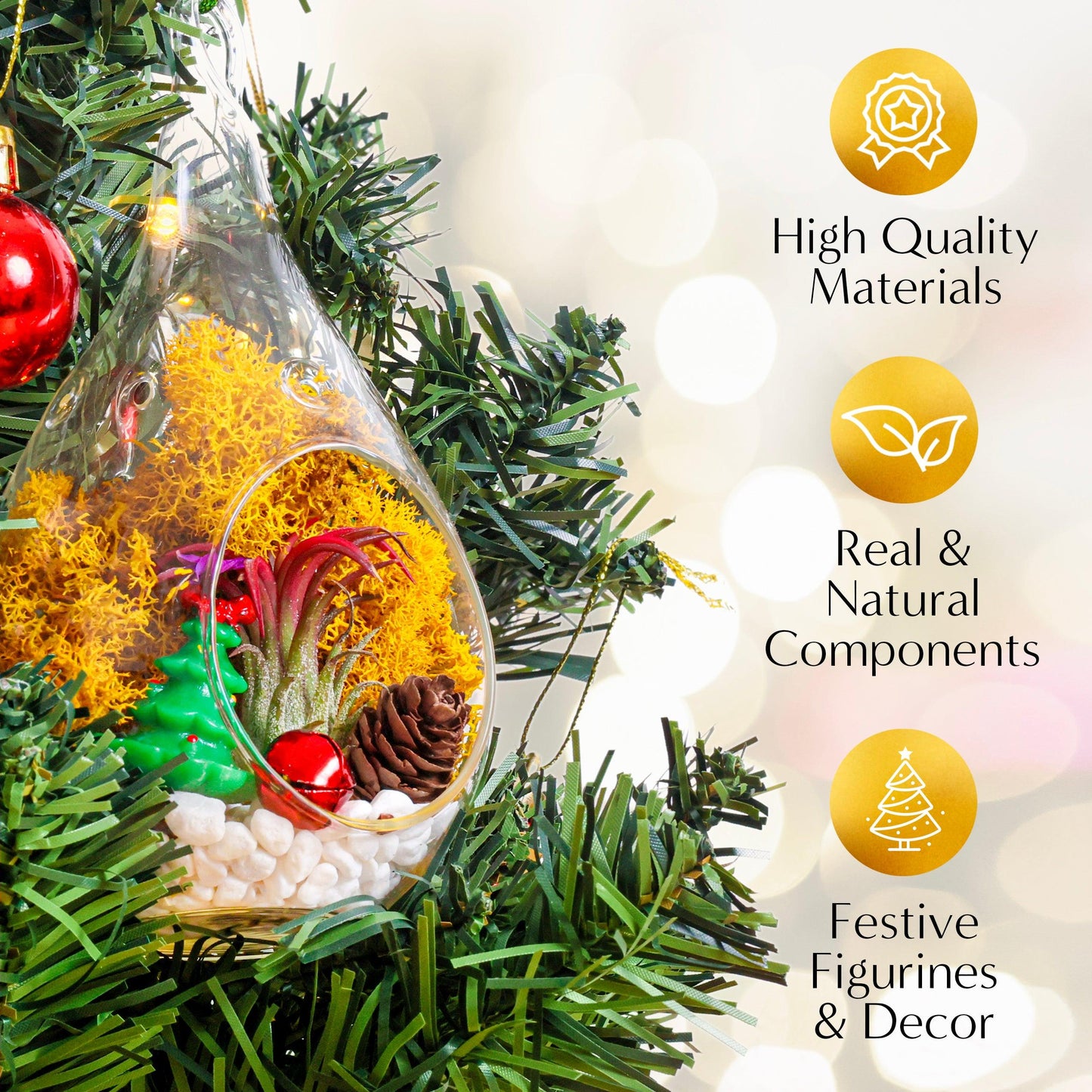 5" Teardrop Holiday Ornament Terrarium Kit | Glass