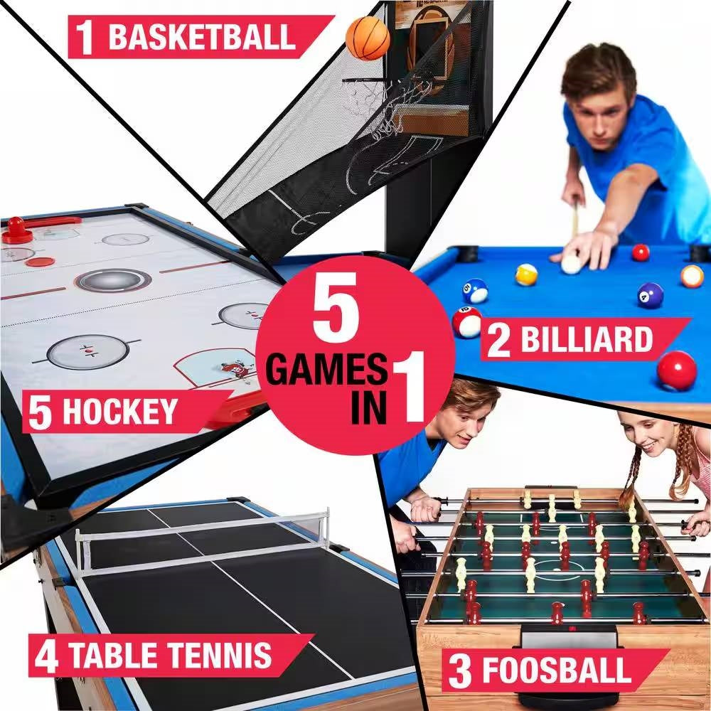 5-in-1 Game Table - Foosball Pool Basketball Ping Pong and Slide Hockey - Tampa Home & Garden Store
