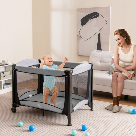 5-in-1 Portable Baby Playard with Cradle and Storage Basket - Tampa Home & Garden Store