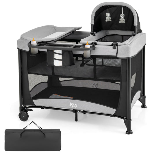 5-in-1 Portable Baby Playard with Cradle and Storage Basket - Tampa Home & Garden Store