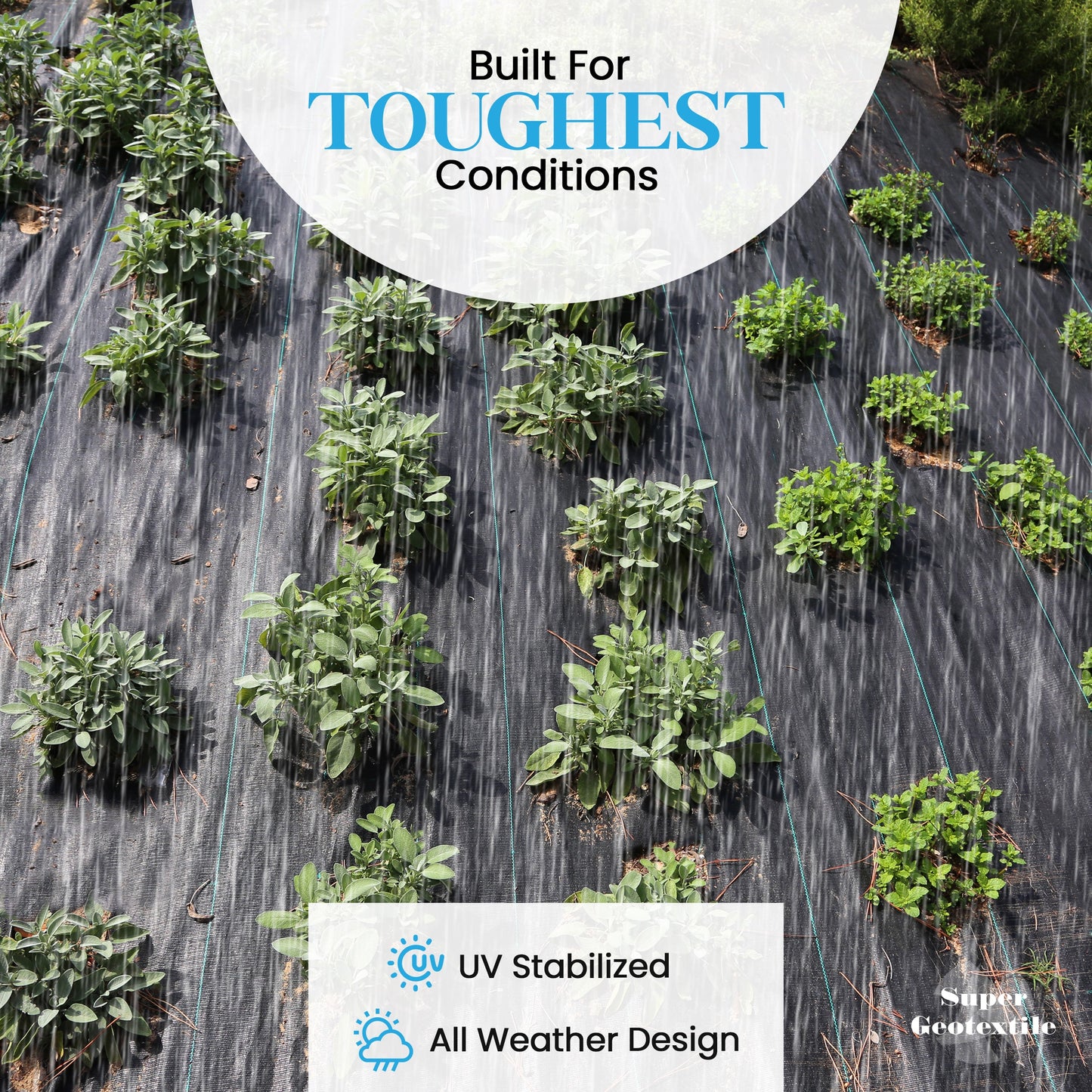 Geotextil tejido, malla de grado comercial para caminos de acceso y carreteras, separación y estabilización, base resistente, malla con una vida útil de 50 años.