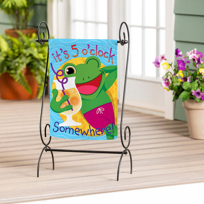5 o Clock Frog Applique Garden Flag - Tampa Home & Garden Store