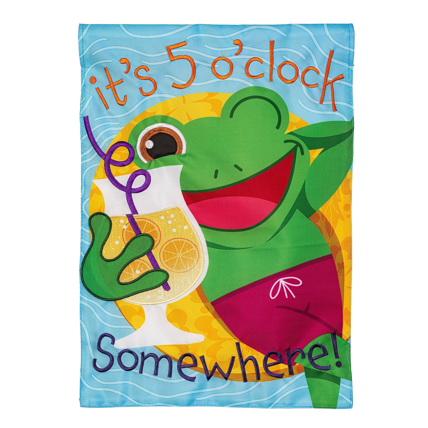 5 o Clock Frog Applique Garden Flag - Tampa Home & Garden Store