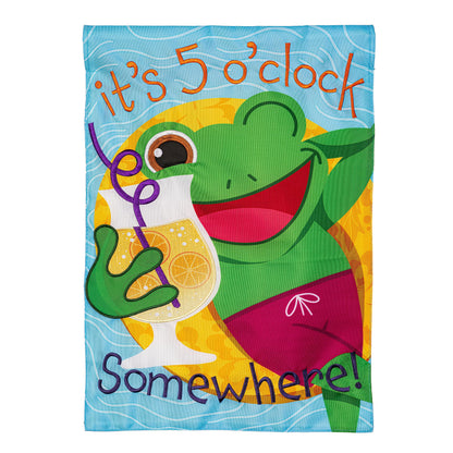 5 o Clock Frog Applique Garden Flag - Tampa Home & Garden Store