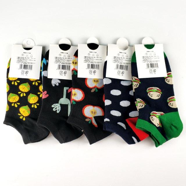 Stevvex ankle socks 5-pair multicolor animal and food prints on Tampa Home & Garden Store