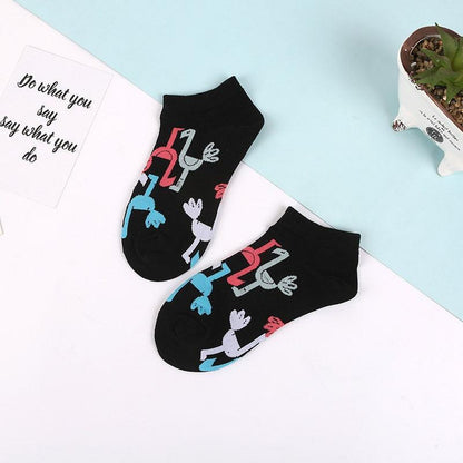 Ankle socks Stevvex black cotton with colorful animal print, 2 socks on Tampa Home & Garden Store