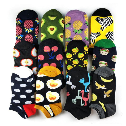 Stevvex ankle socks 5-pair set in colorful fruit and animal patterns cotton on Tampa Home & Garden Store