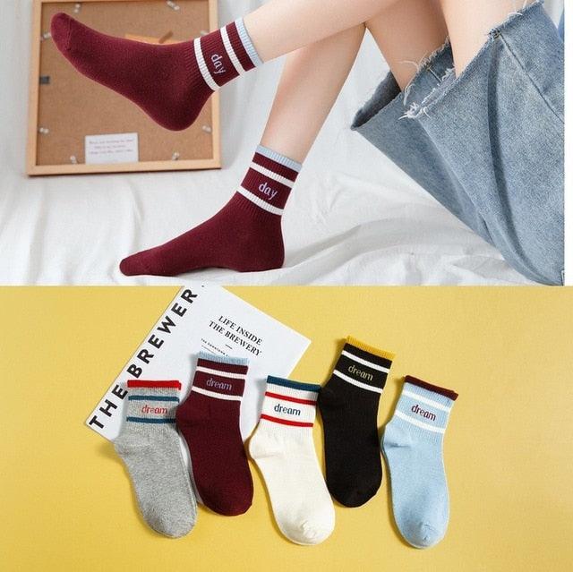 Stevvex 5-pair crew socks with cartoon faces breathable cotton gray burgundy blue on Tampa Home & Garden Store