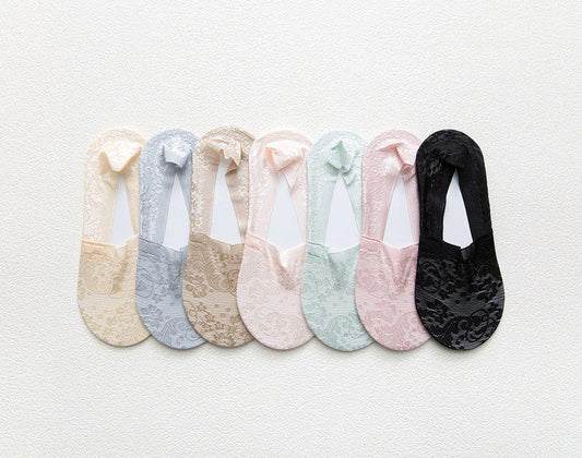 Stevvex lace floral ankle socks, 7 colors, short invisible anti-slip socks for women, 7 pairs on Tampa Home & Garden Store