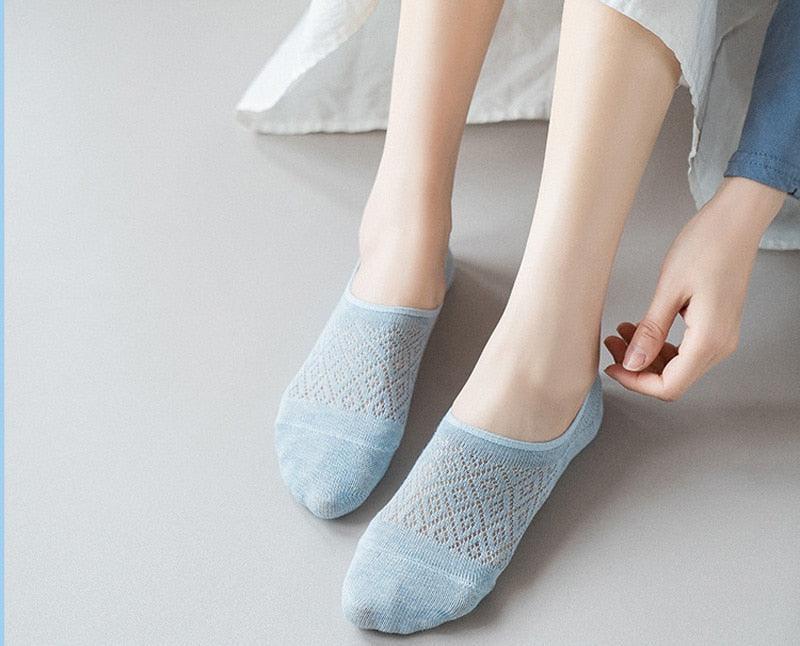 Stevvex women's mesh ankle no-show socks, light blue, 5-pair pack on Tampa Home & Garden Store