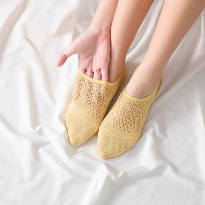 Stevvex women's no-show mesh ankle socks, yellow cotton blend on Tampa Home & Garden Store