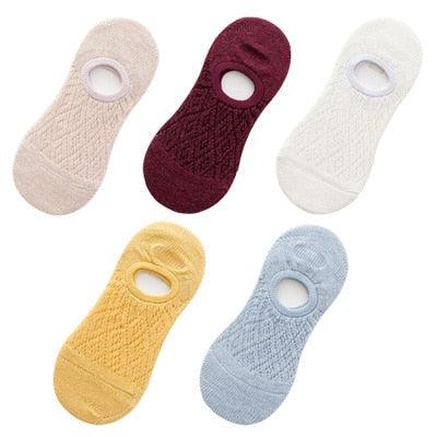 Stevvex ankle socks 5-pair silicone non-slip mesh-knit beige burgundy white yellow blue on Tampa Home & Garden Store