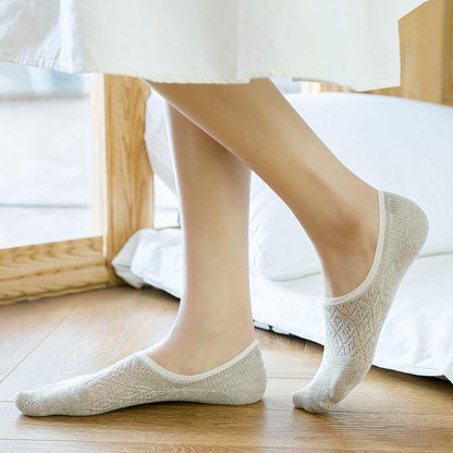 Stevvex footie socks silicone non-slip invisible mesh ankle no-show in light gray on Tampa Home & Garden Store