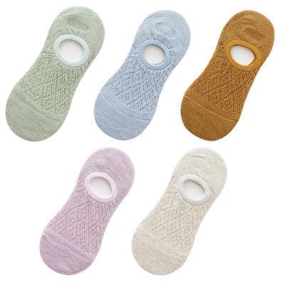 Stevvex 5-pair female invisible silicone non-slip socks, mesh ankle boat style on Tampa Home & Garden Store