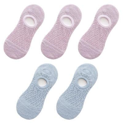Stevvex footie socks 5 pairs silicone non-slip invisible mesh ankle boat socks lavender women on Tampa Home & Garden Store